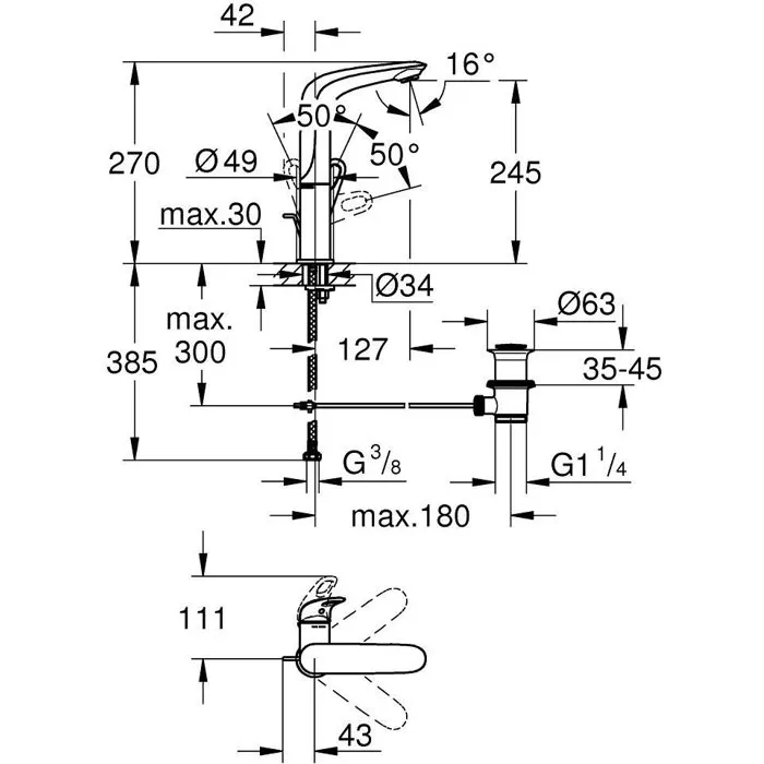 GROHE Mitigeur lavabo Eurostyle Monocommande Taille L GROHE Mitigeur lavabo Eurostyle Monocommande Taille L