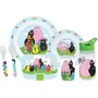 Fun House - Lot de vaisselle Barbapapa (Réf. BARBAPAPA) - 6 pièces : Assiettes 22 cm & 16 cm, couverts, verre, gourde et boîte goûter - Adapté lave-vaisselle et micro-ondes
