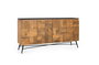 GINER Y COLOMER Buffet en Mango avec Finition Naturelle et Dessus Noir, Structure en Acier, 170 cm, Style Moderne et Industriel
