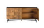 GINER Y COLOMER Buffet en Mango avec Finition Naturelle et Dessus Noir, Structure en Acier, 170 cm, Style Moderne et Industriel
