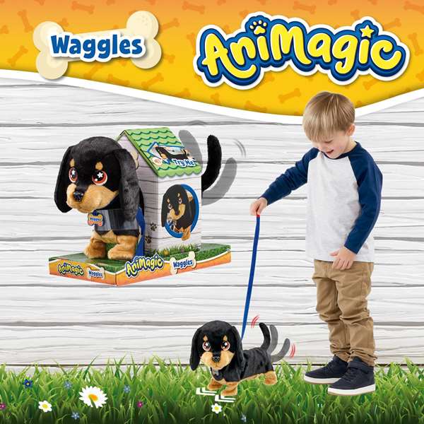 Bizak Mi Perrito Salchicha Waggles - Chien en peluche qui aboie, appuie sur sa tête, piles AAA incluses, dès 2 ans Bizak Mi Perrito Salchicha Waggles - Chien en peluche qui aboie, appuie sur sa tête, piles AAA incluses, dès 2 ans