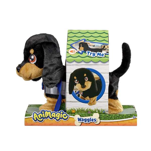 Bizak Mi Perrito Salchicha Waggles - Chien en peluche qui aboie, appuie sur sa tête, piles AAA incluses, dès 2 ans Bizak Mi Perrito Salchicha Waggles - Chien en peluche qui aboie, appuie sur sa tête, piles AAA incluses, dès 2 ans
