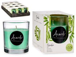 Acorde Bougie Verre 30 Heures Bambou Vert 7x7x7 cm Verre Cire Parfumée (Set de 12)