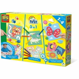SES Creative Kit 3 en 1 Peinture au doigt, coloriage et formes autocollantes My First