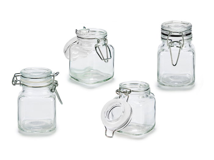 Vivalto Set de 5 Pots avec Fermeture Hermétique 90 ml Verre Transparent 30.5x8.2x6.5 cm (Set de 12)
