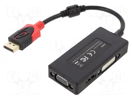 DELOCK Adaptateur DisplayPort vers HDMI, DVI et VGA, 0,2m