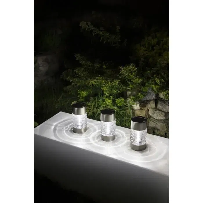 Galix Balise Solaire Inox - Énergie Solaire 0,13W - Éclairage 10 Lumens 8h - LED Blanche - Modèle AA 600mAh