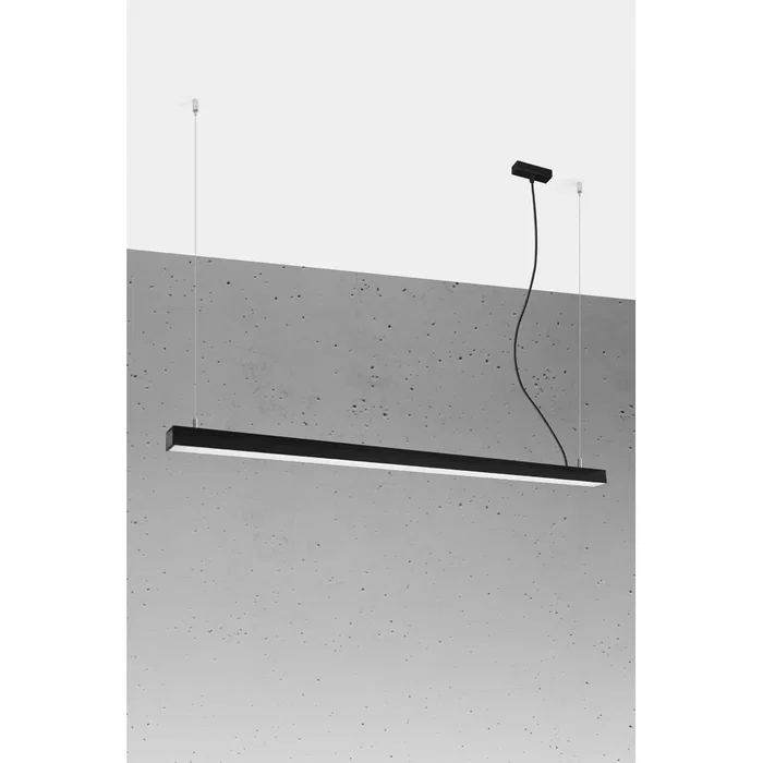 PINNE SOL-TH.084 Lampe Suspendue Moderne 150 cm - Luminaire Minimaliste Géométrique pour Salon, Bureau ou Entrée - Blanc, Noir