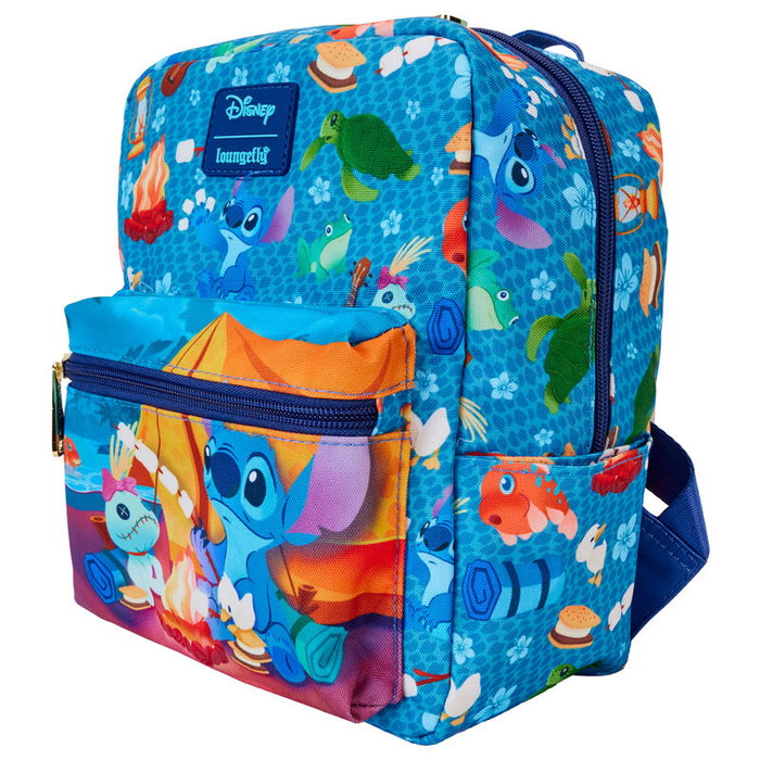 LOUNGEFLY Mini sac à dos en nylon Camping Cuties Stitch Disney 24cm