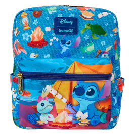 LOUNGEFLY Mini sac à dos en nylon Camping Cuties Stitch Disney 24cm