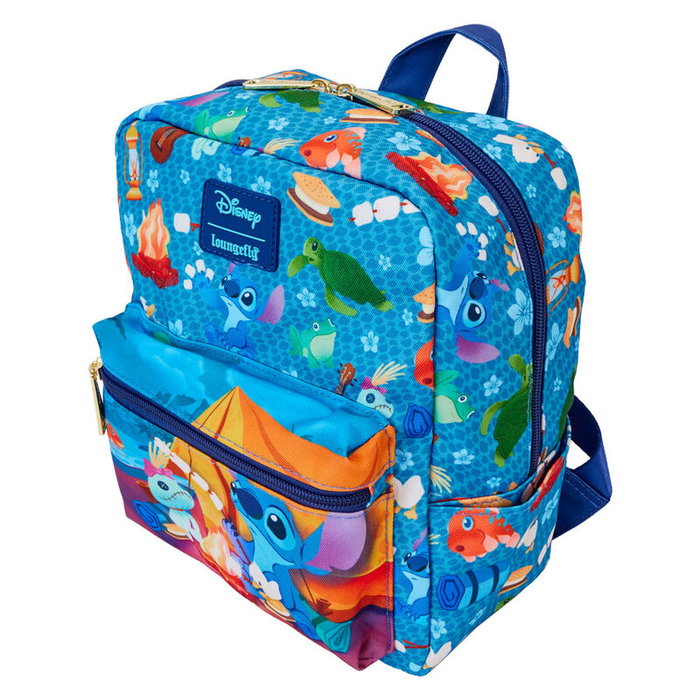 LOUNGEFLY Mini sac à dos en nylon Camping Cuties Stitch Disney 24cm
