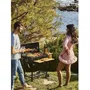 Cookingbox Barbecue à charbon MIKE - Noir - Grande surface de cuisson 71x35 cm - Grille acier chromé - Dimensions 115x66x106 cm - Tablettes en bois FSC
