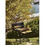 Cookingbox Barbecue à charbon MIKE - Noir - Grande surface de cuisson 71x35 cm - Grille acier chromé - Dimensions 115x66x106 cm - Tablettes en bois FSC