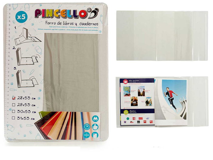 Pincello Lot de 5 films adhésifs pour couvrir livres 28 x 53 cm (Set de 36) Pincello Lot de 5 films adhésifs pour couvrir livres 28 x 53 cm (Set de 36)