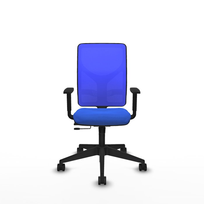 PIQUERAS Y CRESPO Chaise Motilla Synchrone/Traslack Bleu, Base pyramidale noire, Accoudoir 1D