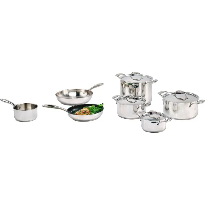 Cosy & Trendy - Batterie de cuisine Classic 11 pièces en acier inoxydable - Induction, graduations, lavable au lave-vaisselle - 3 faitouts, 3 couvercles, 2 poêles, 1 casserole