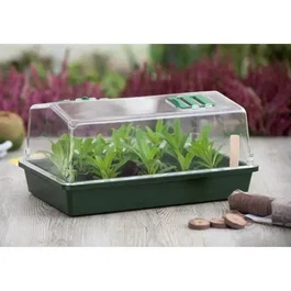Nature - Mini-serre rigide avec couvercle ventilé - H18 x L37.5 x P24 cm - Vert - Pour semis et protection plantes - Usage intérieur et extérieur