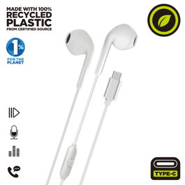 Muvit E58 Casque Stéréo Filaire USB Type C avec Micro Écologique Matériaux Recyclés