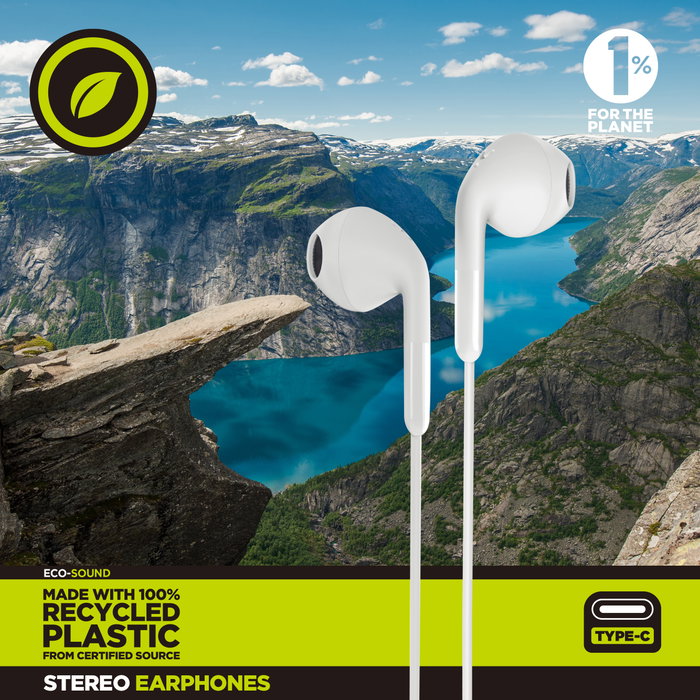 Muvit E58 Casque Stéréo Filaire USB Type C avec Micro Écologique Matériaux Recyclés Muvit E58 Casque Stéréo Filaire USB Type C avec Micro Écologique Matériaux Recyclés
