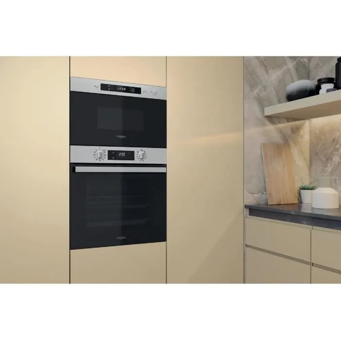 Whirlpool Four à Micro-Ondes Encastrable Inox MBNA900X 22 L - Technologie 3D Wave, Fonction Jet Defrost, Ouverture Latérale - Capacité pour Plats jusqu'à 28 cm
