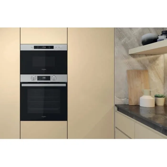 Whirlpool Four à Micro-Ondes Encastrable Inox MBNA900X 22 L - Technologie 3D Wave, Fonction Jet Defrost, Ouverture Latérale - Capacité pour Plats jusqu'à 28 cm
