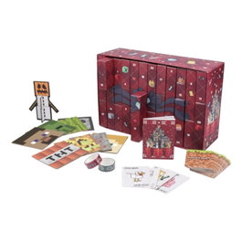 Paladone Calendrier de l'Avent Minecraft 24 Jours avec autocollants, aimants, sous-verres, décos, marque-pages, ruban adhésif, carnet et jeux de cartes