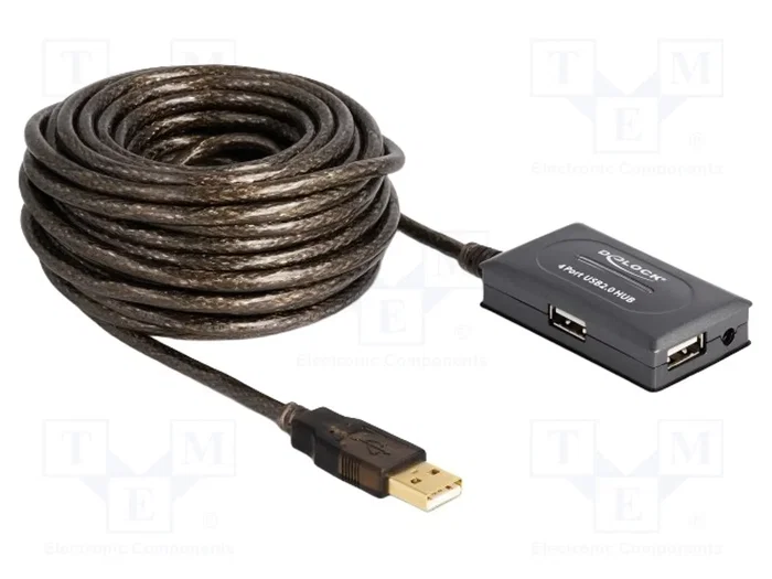 DELOCK Câble USB 2.0 avec 4 ports USB-A, 10m, noir DELOCK Câble USB 2.0 avec 4 ports USB-A, 10m, noir