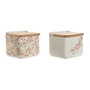 Salière avec couvercle Home ESPRIT Blanc Rose Lila Bambou 750 ml 14 x 12,5 x 12 cm (2 Unités)