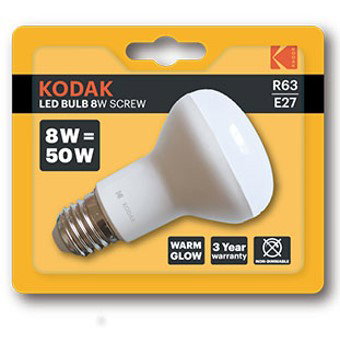 Kodak Ampoule LED Reflector R63 E27 640 Lumens Blanc Chaud 3000K 8W (Équivalent 50W) Non Dimable
