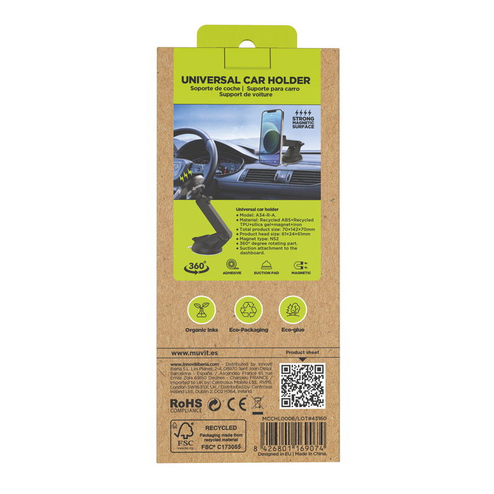 Support de voiture Muvit Noir