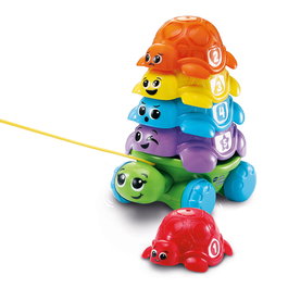 V-Tech Tortue arc-en-ciel à empiler - Jouet éducatif d'éveil avec 5 coquilles numérotées et cordon de traction - Pour enfants à partir de 12 mois