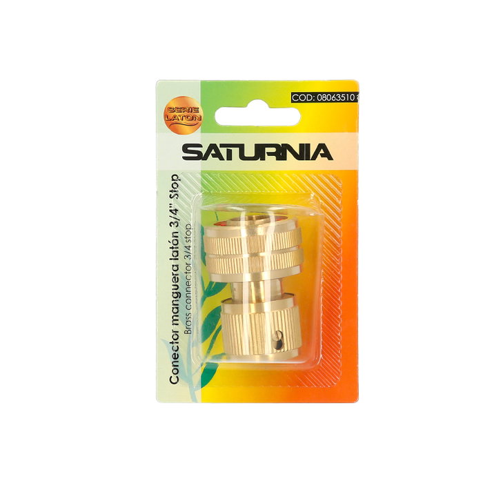 SATURNIA Connecteur de tuyau en laiton 3/4'' avec fonction STOP SATURNIA Connecteur de tuyau en laiton 3/4'' avec fonction STOP