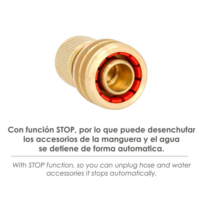 SATURNIA Connecteur de tuyau en laiton 3/4'' avec fonction STOP SATURNIA Connecteur de tuyau en laiton 3/4'' avec fonction STOP