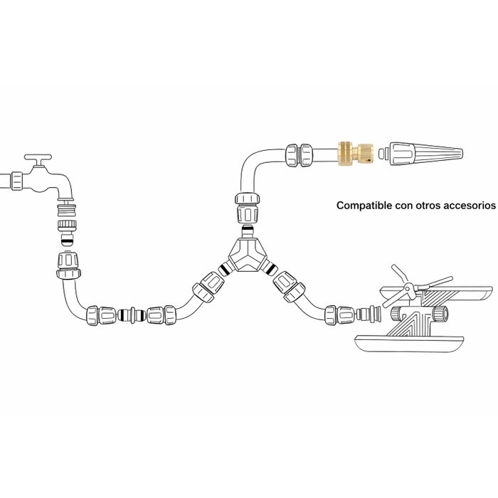 SATURNIA Connecteur de tuyau en laiton 3/4'' avec fonction STOP SATURNIA Connecteur de tuyau en laiton 3/4'' avec fonction STOP