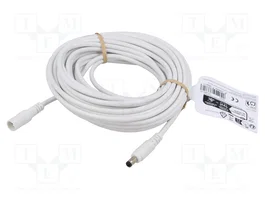 GOOBAY Câble d'alimentation DC rond blanc 10m, DC 5,5/2,5 prise et socle droit