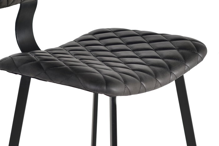 GINER Y COLOMER - Tabouret de bar - Lot de 2 tabourets en cuir véritable et métal, structure métallique, cuir gris anthracite - H112 x L45 x P46 cm