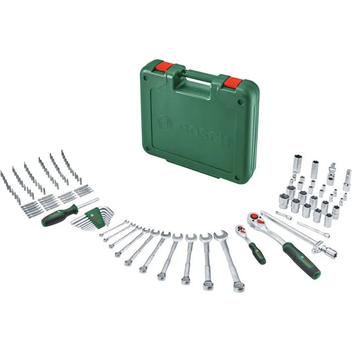 Bosch Set d'outils 134 pièces - Coffret de fixation avec cliquets, clés, embouts et douilles pour bricolage
