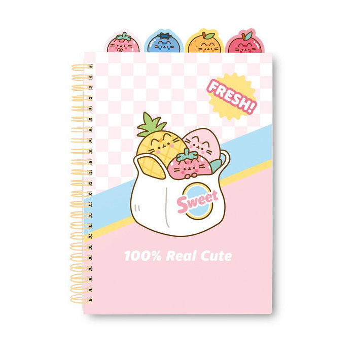ERIK - Carnet A5 Pusheen Fruits - 80 pages à points - Couverture souple avec reliure Wire-O - Inclut 4 intercalaires personnalisés ERIK - Carnet A5 Pusheen Fruits - 80 pages à points - Couverture souple avec reliure Wire-O - Inclut 4 intercalaires personnalisés