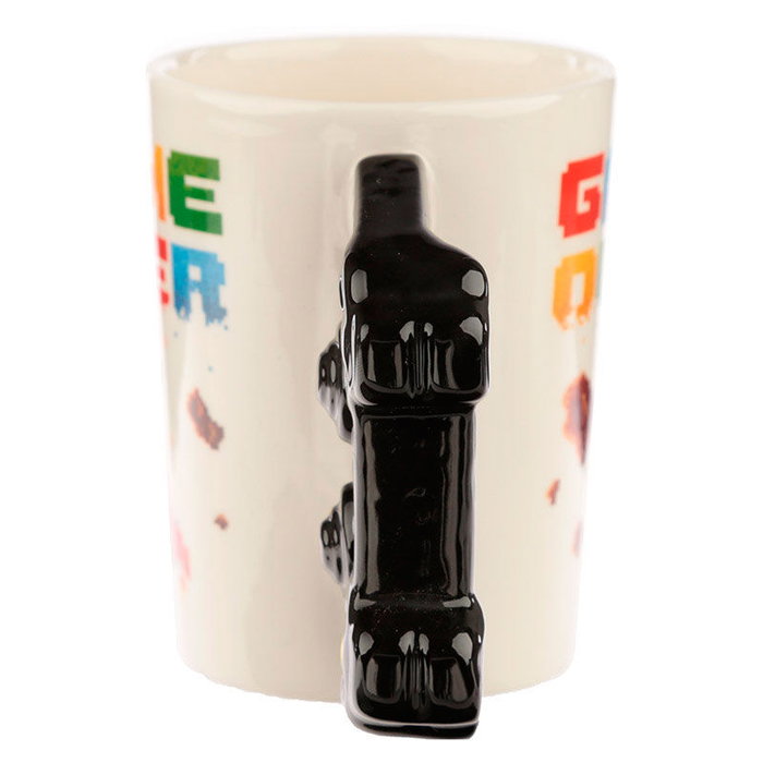 PUCKATOR Tasse avec anse 3D Manette de jeu vidéo Pixel Game Over - Céramique - 11x14,5x8,5 cm