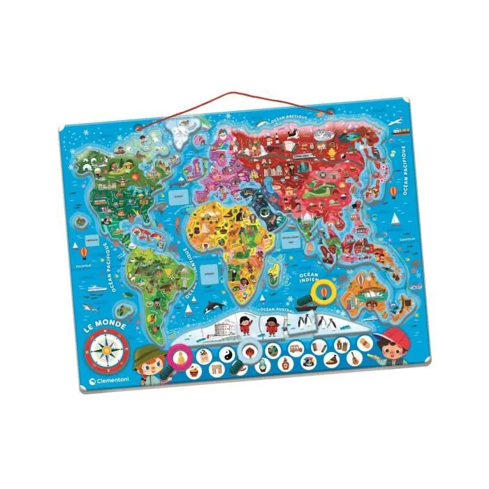 Clementoni Puzzle Magnétique du Monde - Planisphère Educatif avec Animaux, Paysages et Monuments pour Enfants à partir de 3 ans Clementoni Puzzle Magnétique du Monde - Planisphère Educatif avec Animaux, Paysages et Monuments pour Enfants à partir de 3 ans