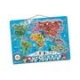 Clementoni Puzzle Magnétique du Monde - Planisphère Educatif avec Animaux, Paysages et Monuments pour Enfants à partir de 3 ans