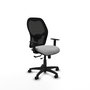 Chaise Alocén Synchrone/Traslack tissu Gris clair Maille Noir Structure polyamide noire Accoudoir 1D Sans appui-tête Roulettes en nylon 50 mm