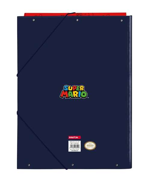 Safta - Classeur format A4 à 3 volets Super Mario "Trick" 26x33,5x2,5 cm - Produit en espagnol