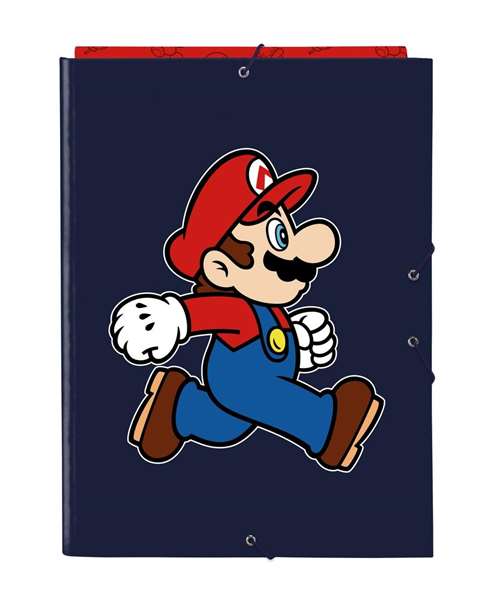 Safta - Classeur format A4 à 3 volets Super Mario "Trick" 26x33,5x2,5 cm - Produit en espagnol