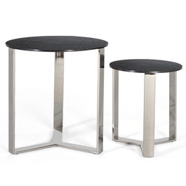 GINER Y COLOMER Lot de 2 Tables Basses en Aluminium et Métal Noir, Design Contemporain à Surface Martelée, Finition Artisanale