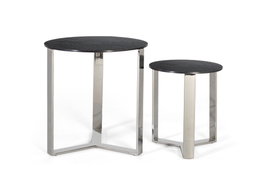 GINER Y COLOMER Lot de 2 tables basses en métal martelé noir et aluminium