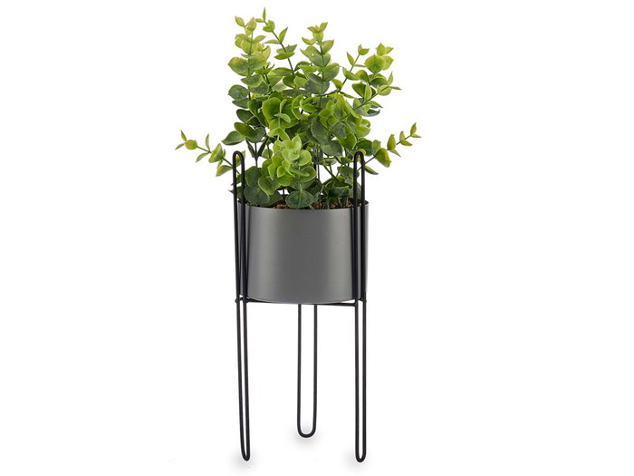Ibergarden Plante Feuille Eucalyptus avec Base Métal Gris 14x40x14 cm (Set de 8)