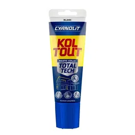 Cyanolit Colle de fixation et d'étanchéité Koltout Total Tech Ultra-polyvalente - Blanc - Haute résistance (300 kg/10 cm²) - Pour bois, métal, carrelage - Tube 125 ml