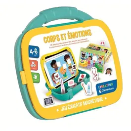 Clementoni - Mallette magnétique éducative - Découverte du corps humain et des émotions - Jeu d'apprentissage ludique pour enfant dès 2 ans - Livret et ardoise réinscriptible inclus