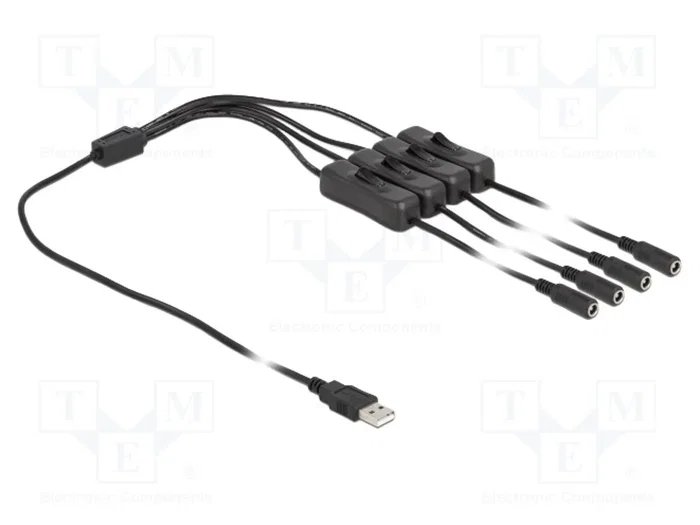 DELOCK Câble d'alimentation USB A vers DC 5,5/2,1 avec interrupteur, 1m DELOCK Câble d'alimentation USB A vers DC 5,5/2,1 avec interrupteur, 1m